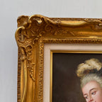 Vintage Lady Portrait Hand-Painted Oil Painting | Luxurious Carved Gold Frame | One of a Kind 42x51cm - Vintage Oil Painting - Arden Gallery