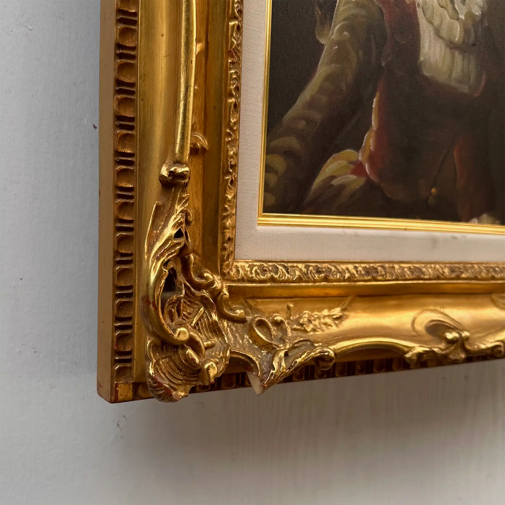 Vintage Lady Portrait Hand-Painted Oil Painting | Luxurious Carved Gold Frame | One of a Kind 42x51cm - Vintage Oil Painting - Arden Gallery