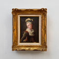 Vintage Lady Portrait Hand-Painted Oil Painting | Luxurious Carved Gold Frame | One of a Kind 42x51cm - Vintage Oil Painting - Arden Gallery