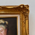 Vintage Lady Portrait Hand-Painted Oil Painting | Luxurious Carved Gold Frame | One of a Kind 42x51cm - Vintage Oil Painting - Arden Gallery