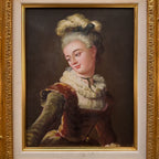 Vintage Lady Portrait Hand-Painted Oil Painting | Luxurious Carved Gold Frame | One of a Kind 42x51cm - Vintage Oil Painting - Arden Gallery