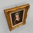 Vintage Lady Portrait Hand-Painted Oil Painting | Luxurious Carved Gold Frame | One of a Kind 42x51cm - Vintage Oil Painting - Arden Gallery