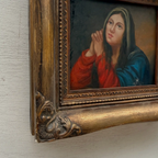 Vintage Madonna Portrait Painting, Classical Religious Art in Wooden Frame - Vintage Oil Painting - Arden Gallery