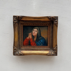 Vintage Madonna Portrait Painting, Classical Religious Art in Wooden Frame - Vintage Oil Painting - Arden Gallery