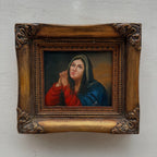 Vintage Madonna Portrait Painting, Classical Religious Art in Wooden Frame - Vintage Oil Painting - Arden Gallery
