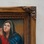 Vintage Madonna Portrait Painting, Classical Religious Art in Wooden Frame - Vintage Oil Painting - Arden Gallery