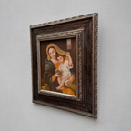 Vintage Madonna and Child Oil Painting, Religious Portrait Art with Ornate Wooden Frame - Vintage Oil Painting - Arden Gallery