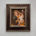 Vintage Madonna and Child Oil Painting, Religious Portrait Art with Ornate Wooden Frame - Vintage Oil Painting - Arden Gallery