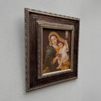 Vintage Madonna and Child Oil Painting, Religious Portrait Art with Ornate Wooden Frame - Vintage Oil Painting - Arden Gallery