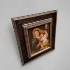 Vintage Madonna and Child Oil Painting, Religious Portrait Art with Ornate Wooden Frame - Vintage Oil Painting - Arden Gallery