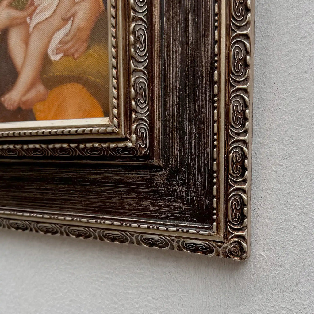 Vintage Madonna and Child Oil Painting, Religious Portrait Art with Ornate Wooden Frame - Vintage Oil Painting - Arden Gallery