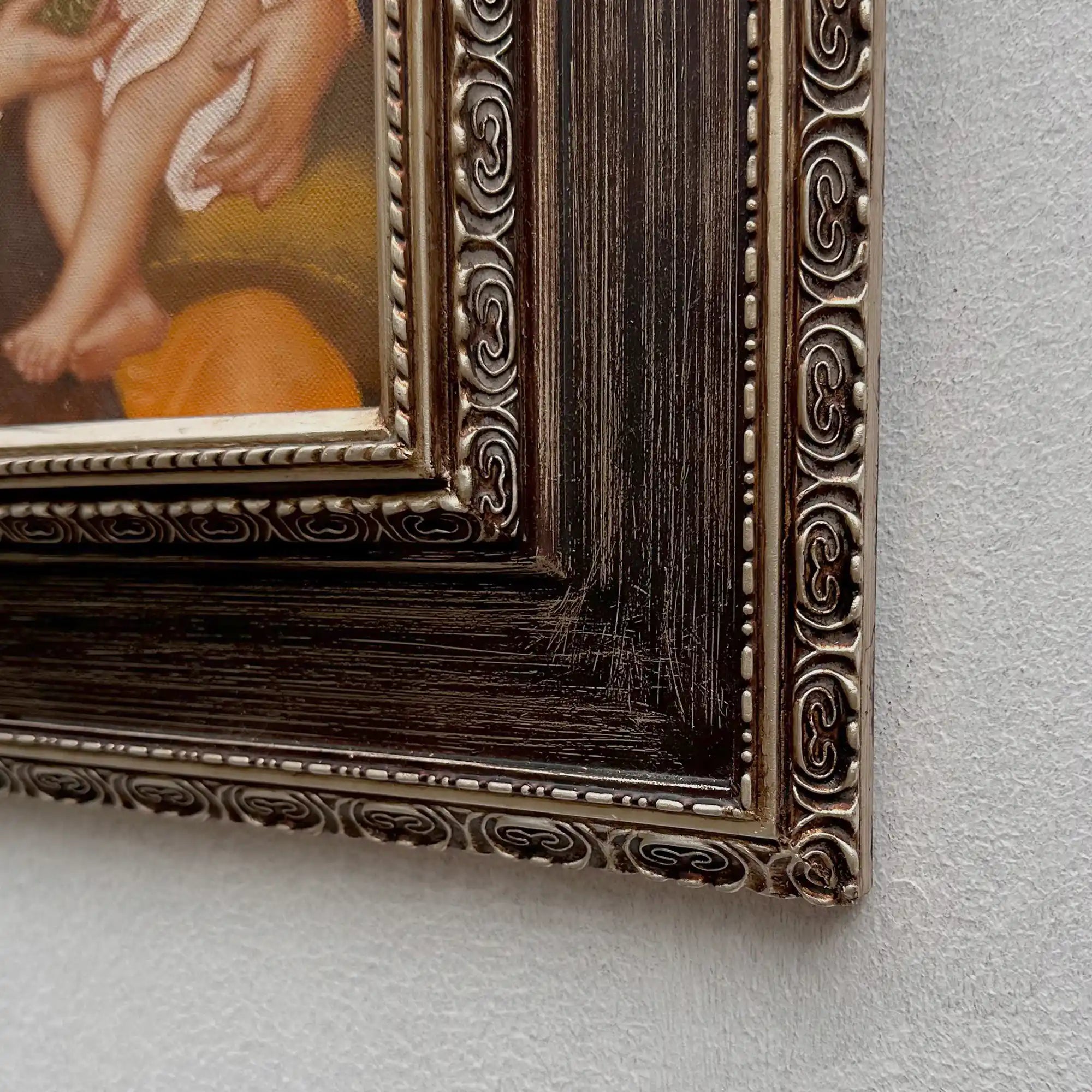 Vintage Madonna and Child Oil Painting, Religious Portrait Art with Ornate Wooden Frame - Vintage Oil Painting - Arden Gallery