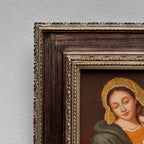 Vintage Madonna and Child Oil Painting, Religious Portrait Art with Ornate Wooden Frame - Vintage Oil Painting - Arden Gallery