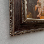 Vintage Madonna and Child Oil Painting, Religious Portrait Art with Ornate Wooden Frame - Vintage Oil Painting - Arden Gallery