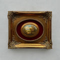 Vintage Mini Oval Painting, European Landscape Cameo Art in Ornate Frame Wall Decor - Vintage Oil Painting - Arden Gallery