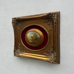 Vintage Mini Oval Painting, European Landscape Cameo Art in Ornate Frame Wall Decor - Vintage Oil Painting - Arden Gallery
