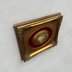 Vintage Mini Oval Painting, European Landscape Cameo Art in Ornate Frame Wall Decor - Vintage Oil Painting - Arden Gallery