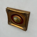 Vintage Mini Oval Painting, European Landscape Cameo Art in Ornate Frame Wall Decor - Vintage Oil Painting - Arden Gallery