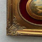 Vintage Mini Oval Painting, European Landscape Cameo Art in Ornate Frame Wall Decor - Vintage Oil Painting - Arden Gallery