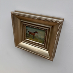 Vintage Miniature Horse Hand-Painted Oil Painting | Intricate Multi-Layer Carved Frame | One of a Kind - Vintage Oil Painting - Arden Gallery