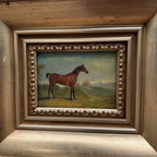 Vintage Miniature Horse Hand-Painted Oil Painting | Intricate Multi-Layer Carved Frame | One of a Kind - Vintage Oil Painting - Arden Gallery