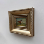 Vintage Miniature Horse Hand-Painted Oil Painting | Intricate Multi-Layer Carved Frame | One of a Kind - Vintage Oil Painting - Arden Gallery