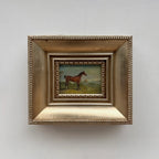 Vintage Miniature Horse Hand-Painted Oil Painting | Intricate Multi-Layer Carved Frame | One of a Kind - Vintage Oil Painting - Arden Gallery
