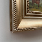 Vintage Miniature Horse Hand-Painted Oil Painting | Intricate Multi-Layer Carved Frame | One of a Kind - Vintage Oil Painting - Arden Gallery