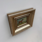 Vintage Miniature Horse Hand-Painted Oil Painting | Intricate Multi-Layer Carved Frame | One of a Kind - Vintage Oil Painting - Arden Gallery