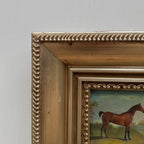 Vintage Miniature Horse Hand-Painted Oil Painting | Intricate Multi-Layer Carved Frame | One of a Kind - Vintage Oil Painting - Arden Gallery