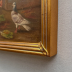 Vintage Poultry Oil Painting, Hand Painted Rooster and Dove Wall Art  46 × 36 cm - Vintage Oil Painting - Arden Gallery