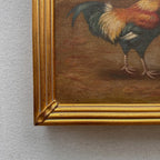 Vintage Poultry Oil Painting, Hand Painted Rooster and Dove Wall Art  46 × 36 cm - Vintage Oil Painting - Arden Gallery