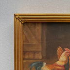 Vintage Poultry Oil Painting, Hand Painted Rooster and Dove Wall Art  46 × 36 cm - Vintage Oil Painting - Arden Gallery