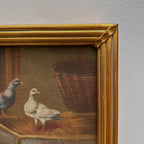 Vintage Poultry Oil Painting, Hand Painted Rooster and Dove Wall Art  46 × 36 cm - Vintage Oil Painting - Arden Gallery