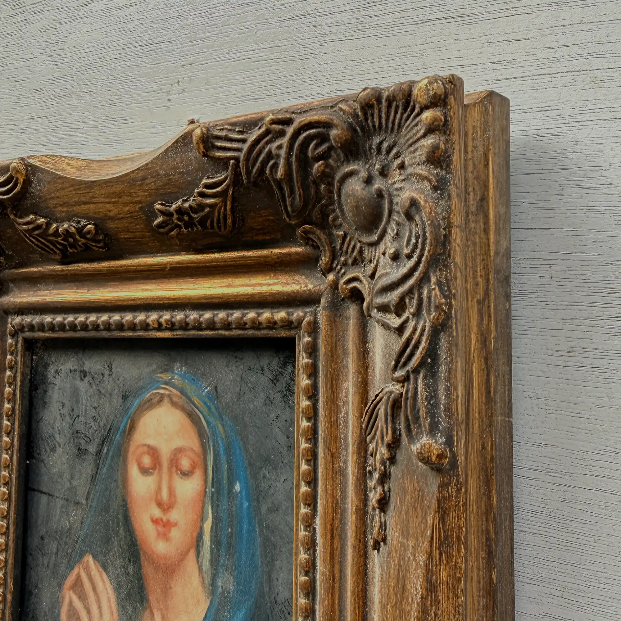 Vintage Praying Madonna Oil Painting, Small Framed Christian Art - Vintage Oil Painting - Arden Gallery