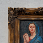 Vintage Praying Madonna Oil Painting, Small Framed Christian Art - Vintage Oil Painting - Arden Gallery
