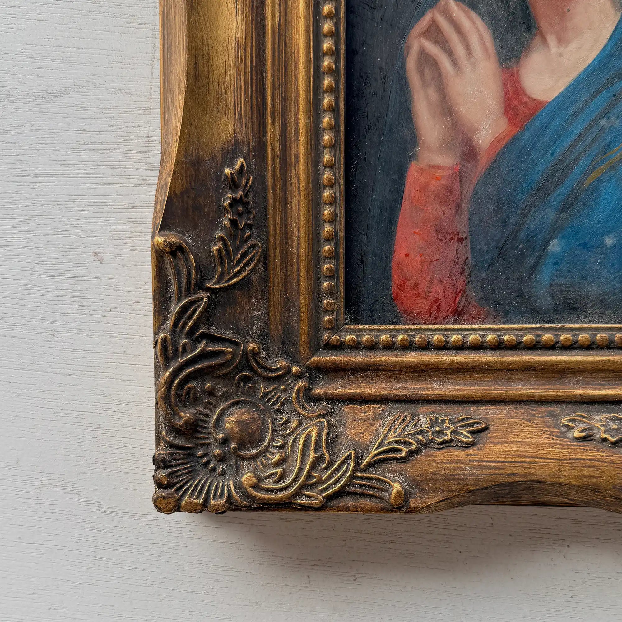 Vintage Praying Madonna Oil Painting, Small Framed Christian Art - Vintage Oil Painting - Arden Gallery