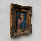 Vintage Praying Madonna Oil Painting, Small Framed Christian Art - Vintage Oil Painting - Arden Gallery