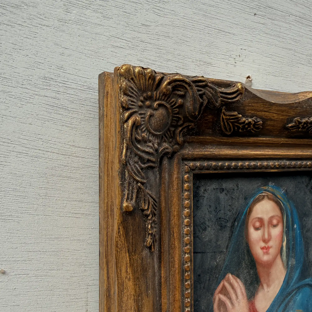 Vintage Praying Madonna Oil Painting, Small Framed Christian Art - Vintage Oil Painting - Arden Gallery