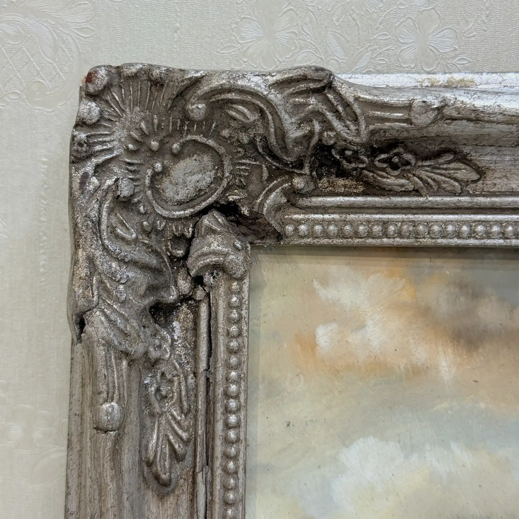 Vintage Seascape Oil Painting with Sailing Ships – Antique Ornate Frame Nautical Wall Art - Vintage Oil Painting - Arden Gallery