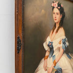 Vintage Victorian Lady Hand-Painted Oil Painting | Romantic Female Portrait Theme | Solid Wood Carved Frame 32x39cm - Vintage Oil Painting - Arden Gallery