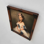 Vintage Victorian Lady Hand-Painted Oil Painting | Romantic Female Portrait Theme | Solid Wood Carved Frame 32x39cm - Vintage Oil Painting - Arden Gallery