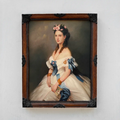 Vintage Victorian Lady Hand-Painted Oil Painting | Romantic Female Portrait Theme | Solid Wood Carved Frame 32x39cm - Vintage Oil Painting - Arden Gallery