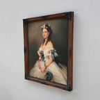 Vintage Victorian Lady Hand-Painted Oil Painting | Romantic Female Portrait Theme | Solid Wood Carved Frame 32x39cm - Vintage Oil Painting - Arden Gallery
