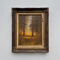 Vintage Woodland Landscape Painting, Hand Painted Forest Scene in Ornate Frame - Vintage Oil Painting - Arden Gallery