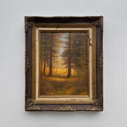 Vintage Woodland Landscape Painting, Hand Painted Forest Scene in Ornate Frame - Vintage Oil Painting - Arden Gallery