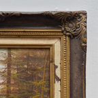 Vintage Woodland Landscape Painting, Hand Painted Forest Scene in Ornate Frame - Vintage Oil Painting - Arden Gallery