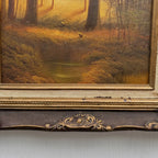 Vintage Woodland Landscape Painting, Hand Painted Forest Scene in Ornate Frame - Vintage Oil Painting - Arden Gallery