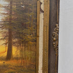 Vintage Woodland Landscape Painting, Hand Painted Forest Scene in Ornate Frame - Vintage Oil Painting - Arden Gallery