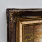 Vintage Woodland Landscape Painting, Hand Painted Forest Scene in Ornate Frame - Vintage Oil Painting - Arden Gallery